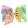 6pcslot 6 Zoll großes Kinder Baby Mädchen Grosgrain Ribbon Flash Bow Clips Regenbogen Neues Design Kinder Haarzubehör 8401137605