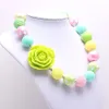 Lime Green Rose Flower Beads Kid Chunky Necklace Bright Color Design DIY Bubblegum Bead Chunky Halsband Barn smycken för TODDL6020610