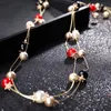 Wholesale- designer luxury classic style cute diamond star elegant colorful pearl multi layer long sweater statement necklace for woman