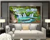 3d wallpaper custom po mural Simple green tree forest waterfall landscape home decor 3d wall murals wallpaper for walls 3 d liv252G