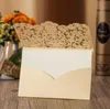 2020 European Gold Hollow Flower Invitation Cards Folded Laser Cut Pocket Wedding Inbjudningar med anpassade insatser7505870