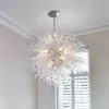 Suspension Lamps Flush Mount White Hand Blown Glass Chandelier LED Light Source Circle Pendant Lights Murano Style Glass Chandeliers Ceiling Lighting LR1406