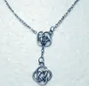 Ciondolo con nodo intrecciato irlandese doppio vichingo in argento vintage Collana con lariat a croce regolabile per regalo di gioielli da donna 869