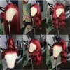Peluca de cabello humano con frente de encaje recto rojo 13X6 parte profunda 613 pelucas rubias brasileñas Remy Borgoña para mujeres negras 6406493