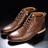 Men Genuine Leather Martin Boots High Quality Dress Square Toes Business Shoes Men's Winter Outdoor Casual Shoes With Zipper Size 41-47