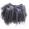 8 pçs / conjunto Afro Kinky onda encaracolado clipe de cabelo humano em extensões de cabelo 10 "-24" cor natural 100g / set clipe em extensões de cabelo humano