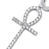 Iced Zircon Ankh Cross Ohrring Gold Silber Farbe Mikro gepflaster