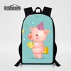 16 pouces sac d'école pour adolescentes animaux cochon dessin animé imprimé sac à dos à l'école femmes voyage sac à bandoulière enfants quotidien sac à dos