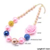 Mignon Rose Rose Fleur Filles Chunky Perles Collier Perles Perles Bubblegum Chunky Collier Pour Enfants Enfant Bijoux Cadeaux