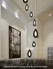 新しい現代雨滴ペンダントライト階段LEDクリスタルペンダントランプアルミランプヴィラダブルエントリービル照明110V 220V