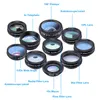10 W 1 Zestaw do obiektywu do aparatu telefonu Fisheye Szerokokątny Makro Obiektyw 10x Telescope Lens do telefonów komórkowych aparatów cyfrowych