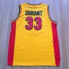 NCAA College Oak Hill 33 Kevin Durant Jersey Mannen Middelbare school Basketbal 22 Carmelo Anthony Jerseys Team Geel Rood weg voor sportfans