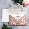 Cartes d'invitation découpées au Laser à paillettes or Rose magnifiques, pour mariage, réception nuptiale, fiançailles, anniversaire, remise de diplôme, 2020