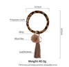 New Exaggerated Keychain Bracelet O Key Leather Bracelet For Women Circle Keyring Keychains Tassel Wristlet Bangle Fashion Jewelry