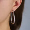 Rainbow cz delicate colorful bead Hoop Earrings For Women simple multi color stone romantic Large Circle Earring Fashion Jewelry