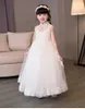 High Collar Girl's Pageant Birthday Party Dress Beads Sequin Tulle Appliques Flowers Girl Princess Dress Long Kids First Communion Dresses