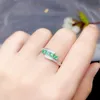 Colife Sieraden 100% Natuurlijke Emerald Zilveren Ring 4 Stuks 2.5mm Emerald Ring voor Daily Wear 925 Silver Emerald Sieraden