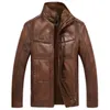 Mężczyźni Lather Jacket CHREESKIN Płaszcz dla mężczyzn Kurtki motorowe Zima Sheepskin Coat Ciepły wiatrówka Chaqueta Cuero Hombre Rozmiar M-3XL