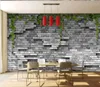 リビングルームのための3D壁画の壁紙パーソナライズされた三次元レンガの3 dの壁紙の壁緑のつるカフェの背景の壁