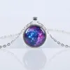 2018 nueva moda galaxia collares nebulosa espacio cristal cabujón colgante collar cadena de plata marca joyería mujeres regalos