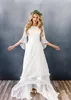 2019 Ny A-Line Chiffon Lace Boho Modest Bröllopsklänningar med ärmar Lace-up Back Country Western Women Informal Modest Bridal Gowns