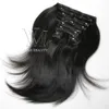 VMAE 160g 12 to 16 inch 100% Brazilian Indian human hair Hair salon Natural Color Yaki Clip In Human Hair Extensions