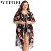 Sarongs WEPBEL Cover Up Dress Floral Sexy Women Summer Beach Plus Size Flower Swim Swimming Cover-up1