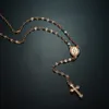 New Fashion chic Gold Silver Cross Rosary Virgin Mary Virgin Religious Jesus Cross Pendant Men Women Necklace