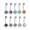 New 316L Surgical Steel navel rings Crystal Rhinestone Belly Button Navel Bar Ring Body Jewelry Piercing WCW640