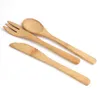 3pcsset Bamboo Tableware Set 16cm Natural Bamboo Cutlery Dinnerware Knife Fork Spoon Outdoor Camping Dinnerware Set Kitchen HHA106648514