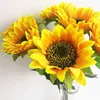 Tournesol à tige unique, 60cm/23.62 pouces, fleurs artificielles, tournesols pour vitrine de maison, décor de noël, couleur jaune