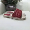 Frauen Designer Leder Espadrille Sandale Luxus Slipper Flache Plateauschuhe Mit Dem Doppel Metall Strand Weben Schuhe 4 Farbe Größe 4-10