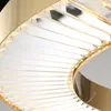 Cirkel LED ljuskrona belysning för vardagsrum guld modern kristall lampa sovrum polerad stål ring lustres de cristal ac100-240v