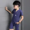 服セット夏の男の子子供 Tシャツ半袖 + パンツセットティーンエイジャーキッズベビー服 4 6 8 10 12 14 年