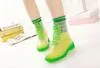 Sıcak Satış-Kargo PVC Şeffaf Bayan Renkli Kristal Temizle Flats Topuklu Su Ayakkabı Kadın Rainboot Martin Yağmur Botları