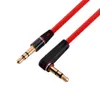 Câble auxiliaire de voiture rouge 1,2 M 4 pieds Angle de 90 degrés Jack 3,5 mm Câble auxiliaire mâle à mâle Câble de ligne audio stéréo pour haut-parleur mp3 mp4 Casque pc2967196
