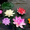 18 CM Jardín Artificial Flor de loto falsa Espuma Flores de loto Lirio de agua Piscina flotante Plantas Boda Jardín Decoración