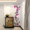Partihandel 1 st Storlek S 24cm * 80cm DIY 3D Acrylic Rose Flower Wall Stickers Avtagbar väggdekal Heminredning Väggmålning