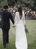 2020 Bohemian Bröllopsklänningar V Neck Backless Sweep Train Chiffon Beach Garden Country Bridal Gowns Vestido de Novia Plus Storlek