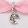 Andy Jewel Autentico ciondolo in argento sterling 925 con passione per la pizza, ciondolo con smalto verde, cristalli rossi, cristalli trasparenti, cz, adatto allo stile europeo Pandora