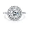 5Carat CT 11mm Ronde Cut EngagementWedding Moissanite Diamond Ring Double Halo Ring Genuine 14k 585 Witgoud S200110