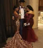 Abiti da ballo per ragazze nere sudafricane di lusso 2019 Sirena con spalle scoperte Abiti da laurea Abiti da sera per feste Custom Made Plus Size