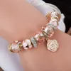 Großhandels-Goldschlangen-Ketten-neues Charme-Armband 925 silver Armband-Kristallkorn-Armband-Blumen-hängender Armreif kann DIY-Schmucksachen justiert werden