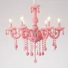 Nordic Macaron children's room lamp girl princess chandelier pink crystal bedroom chandelier color glass crystals for chandeliers