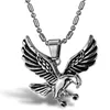 Partihandel - Designer Stylish Cool Titanium Steel Eagle Bird Enkel Elegant Män Hängsmycke Halsband 55cm Kedja