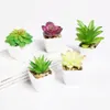 Couronnes de fleurs décoratives belles plantes artificielles avec simulation de pot succulentes mini bonsaï en pot placé fausse décoration de table verte1
