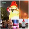 5m altura Outdoor Christmas inflável Boneco de neve branco explodir o balão modelo do boneco de neve do inverno com um chapéu vermelho para a decoração do ano novo