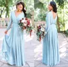 Autumn Wedding Long Sleeve Chiffon Bridesmaid Dresses V Neck Long Custom Made Maid of Honor Dress Party Wear Plus Size BM02381831604