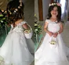 Lovely White Long Lace Boho Flower Girl Dresses Daughter Toddler Pretty Kids Pageant Formal First Holy Communion Gown