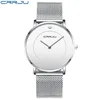 CRRJU MENS ULTRA THIN WATES LUXURY BUSINESS SLIM WATHT MEN MIRIVAL WASTROOFドレスメッシュバンドWRISTWATCH ZEGAREK MESKI924943806